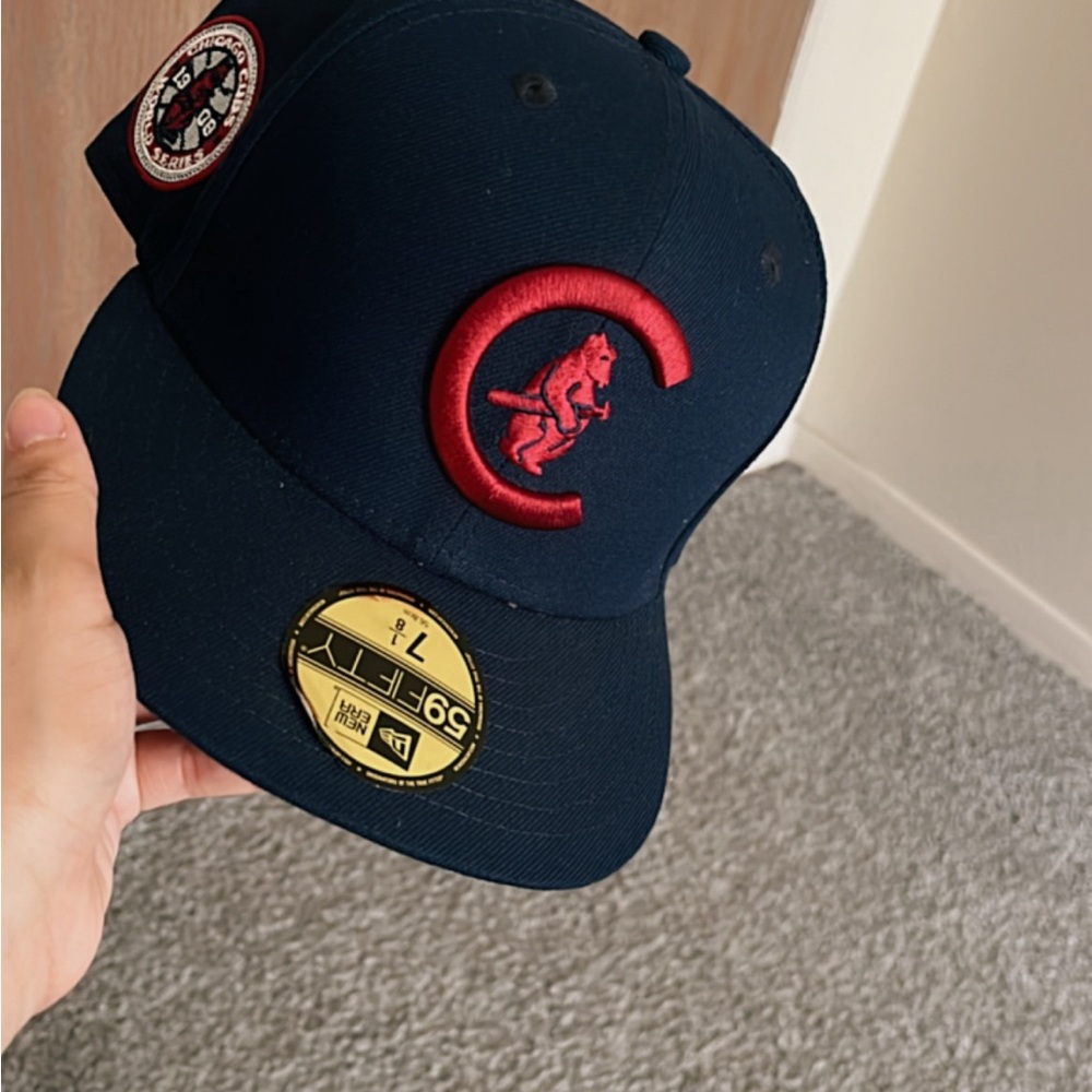 Fitted blue and red